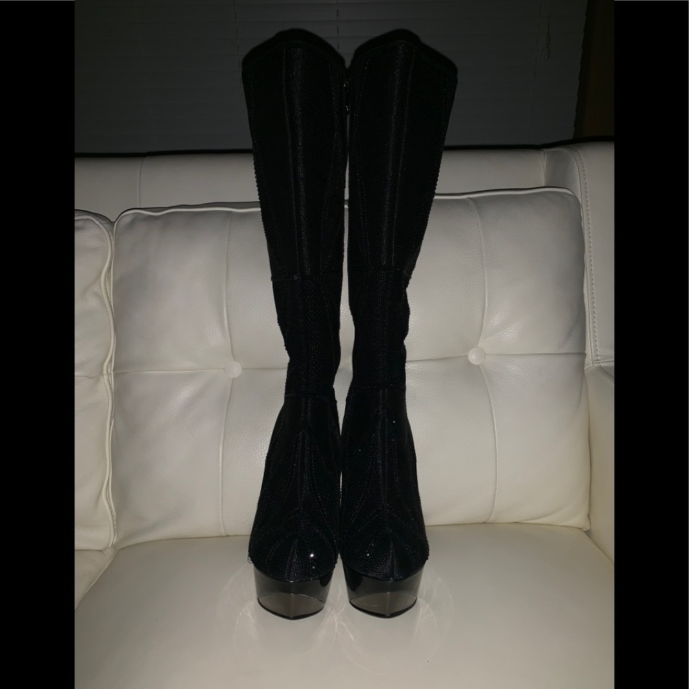 Black rhinestone boots